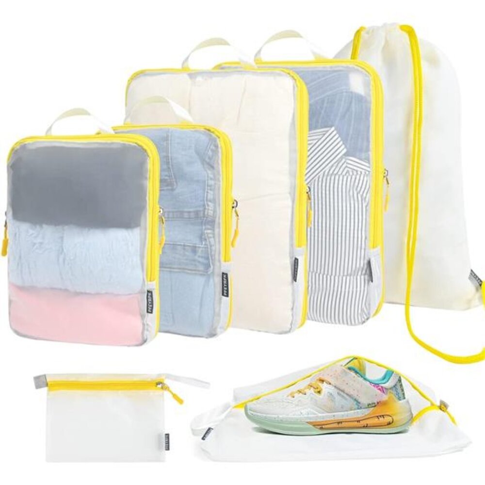 Premium Compression Packing Cubes with See Through Mesh for Suitcases